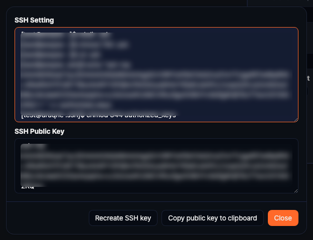 Public Key Setup Dialog