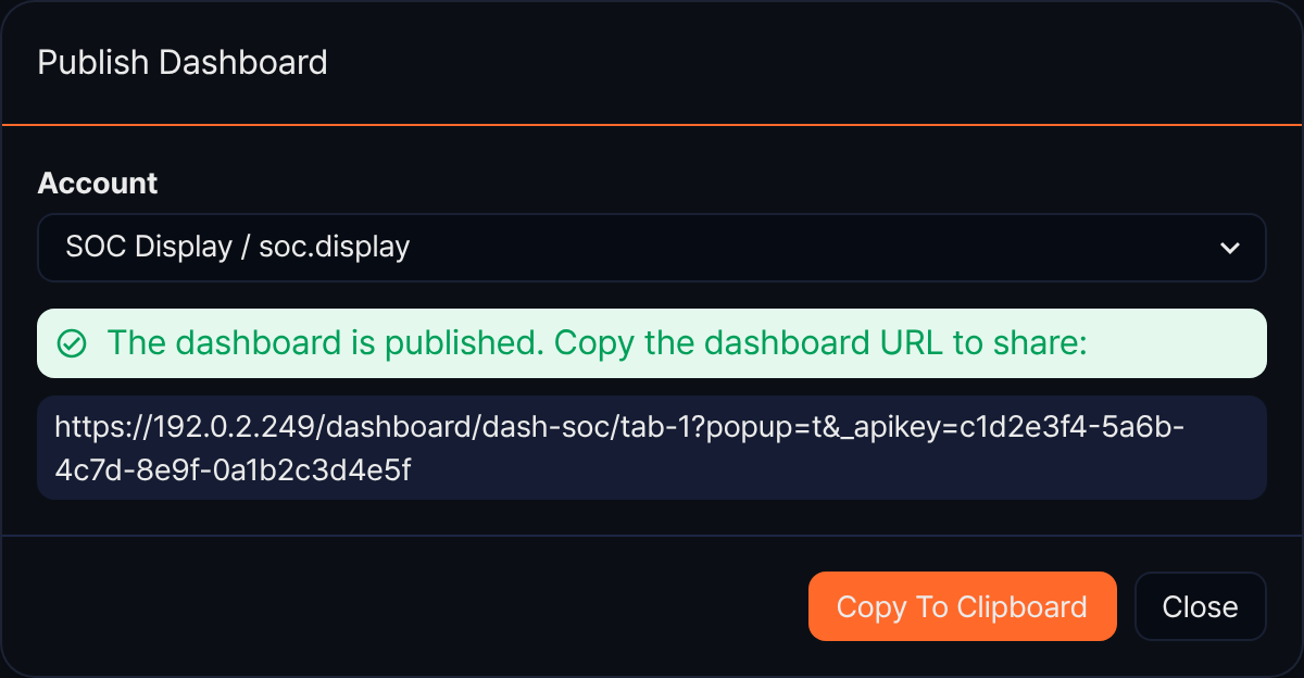 Publish Dashboard
