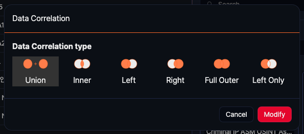 Correlation type selection