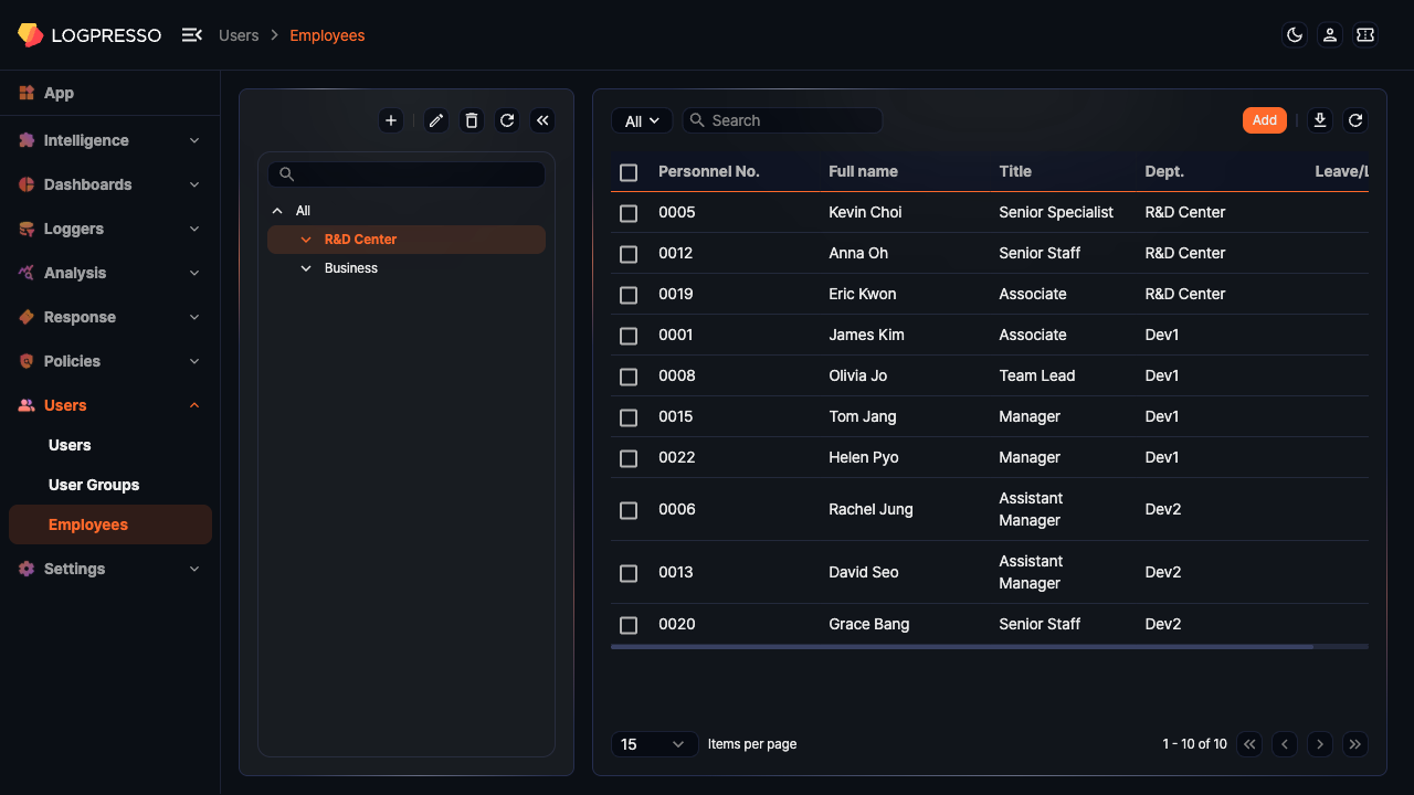 Click Add Employee Button After Selecting Department