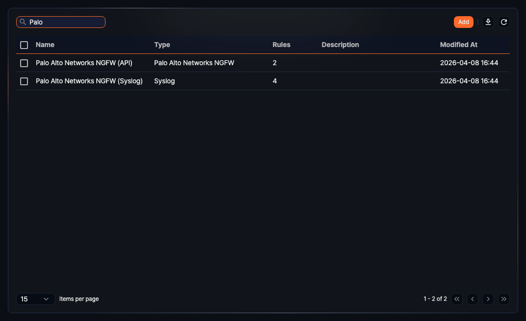 Search logger model - searching for 'Palo'