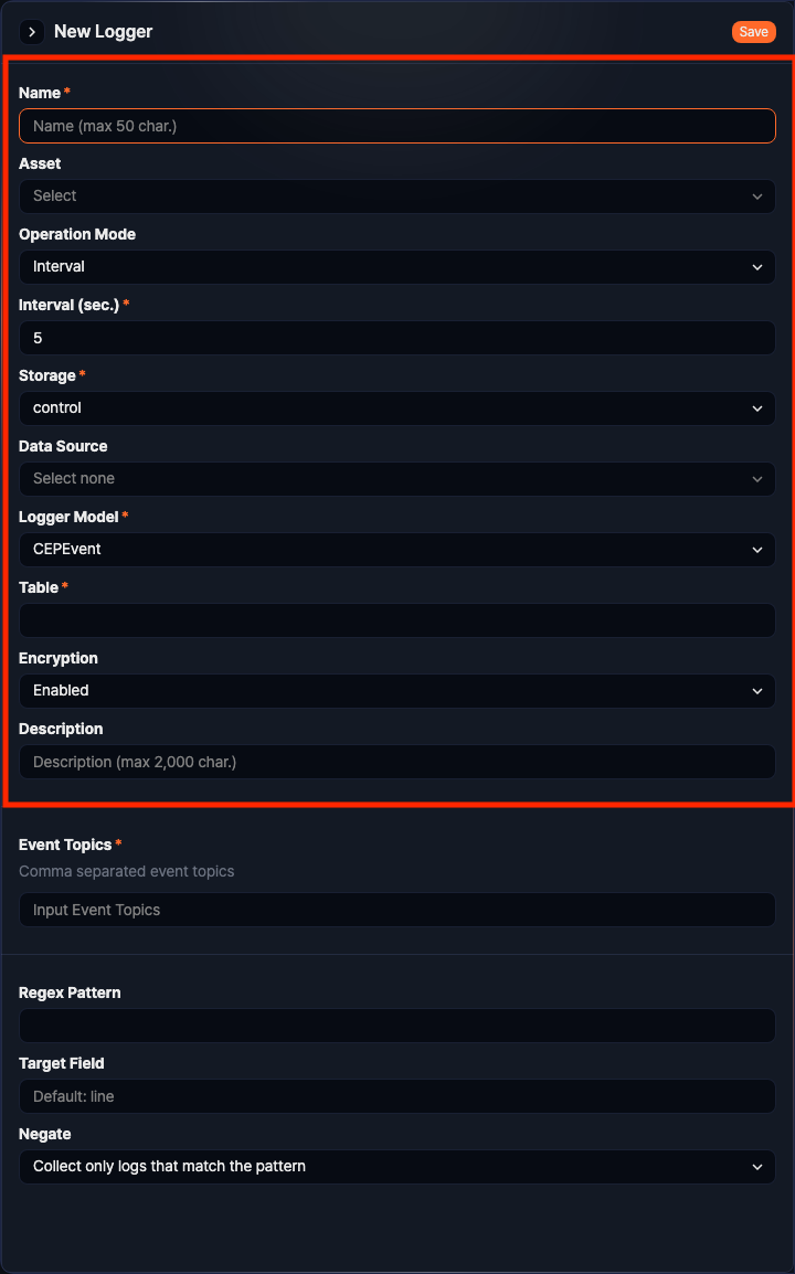 Add logger - top input fields