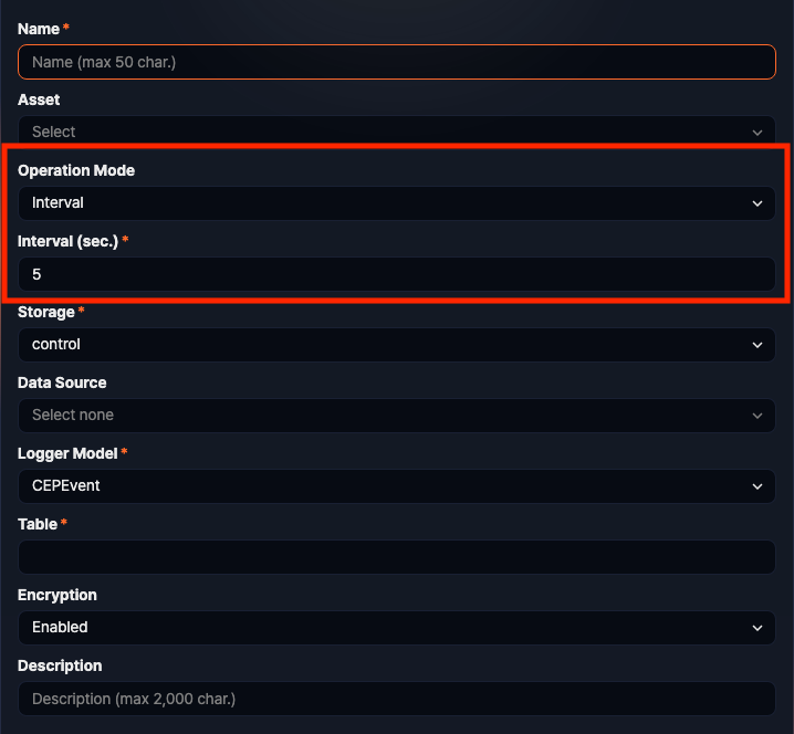 Top input fields - collection cycle