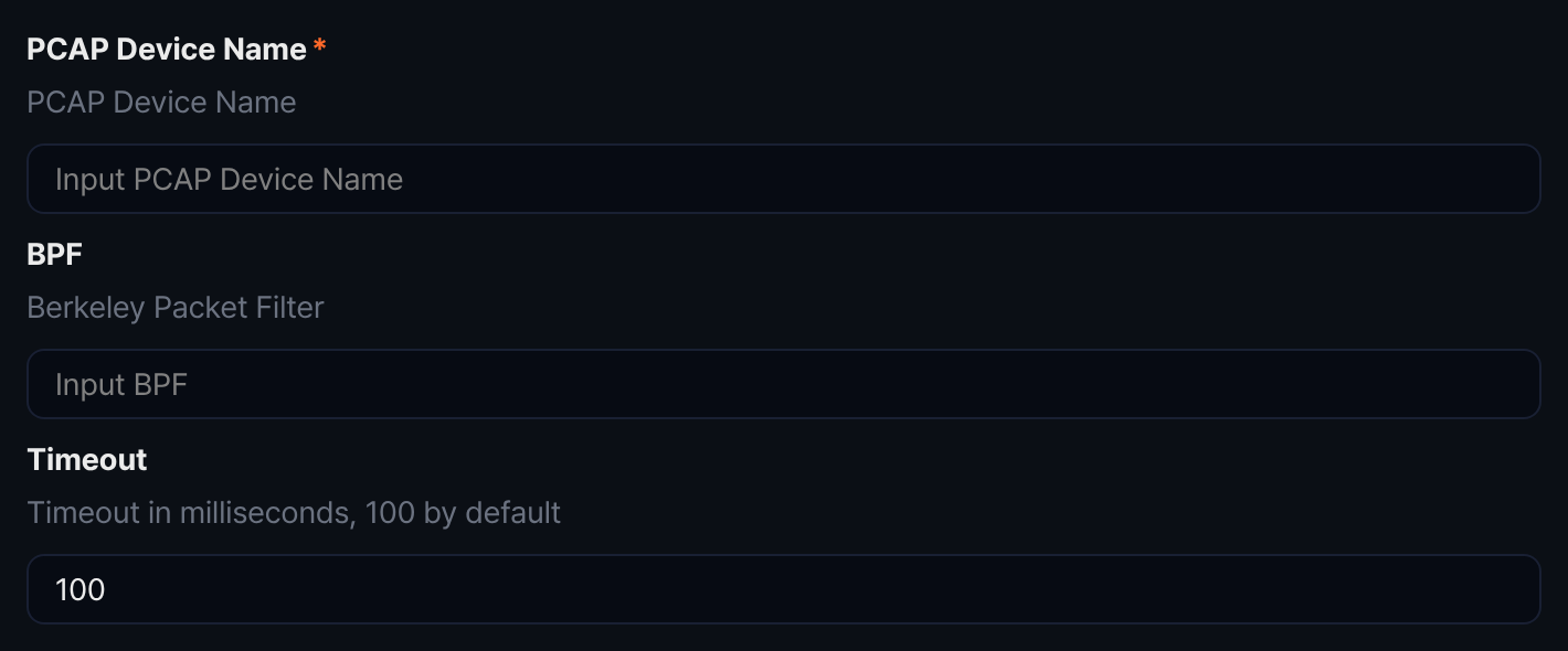 Collection settings - HTTP sniffer