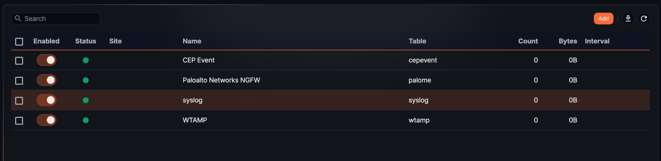 Edit Logger - click the row to edit