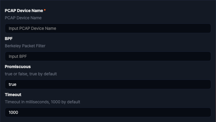 Logger settings - PCAP Packets