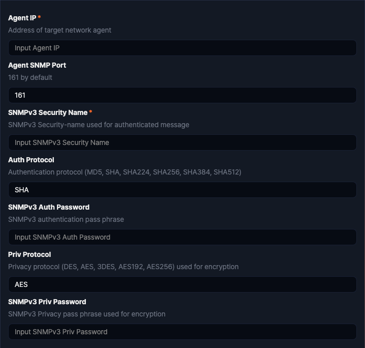 Logger settings - SNMPv3 Interface Statistics