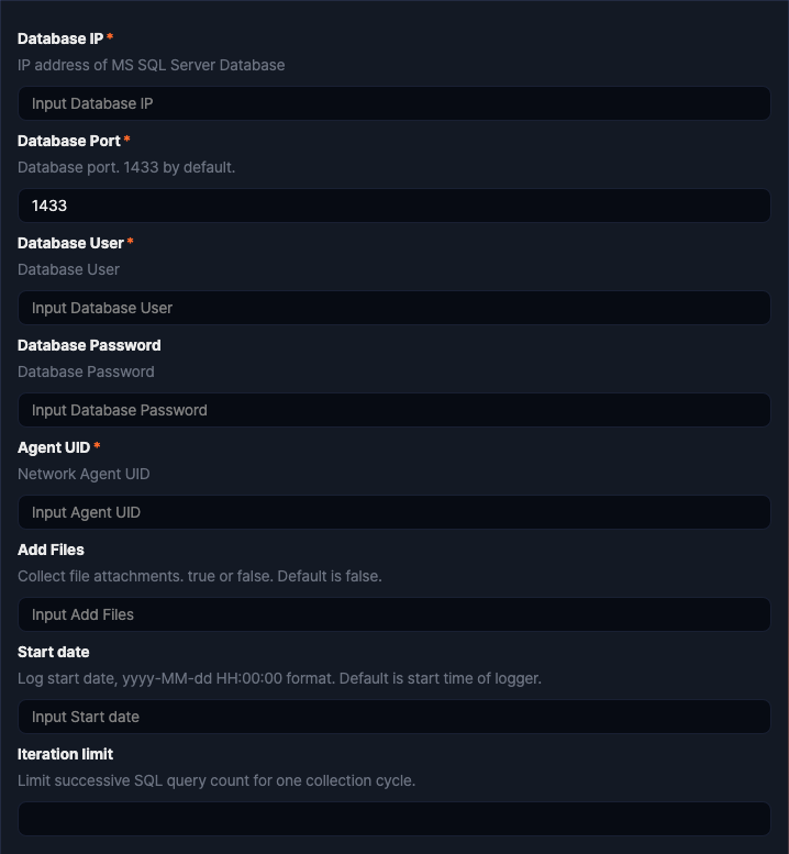Logger settings - WebKeeper