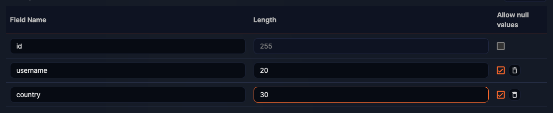 Lookup schema settings