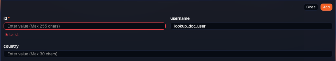 Single record input error