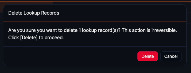 Delete lookup records