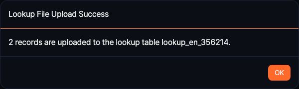 Lookup upload success