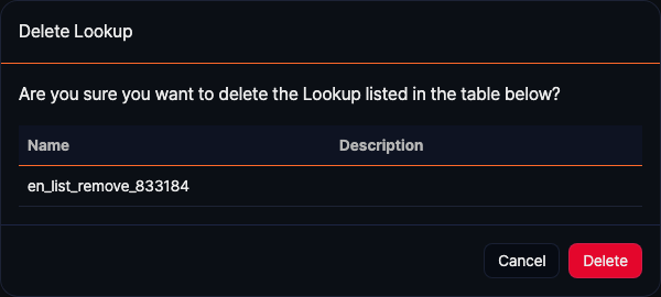 Delete lookup