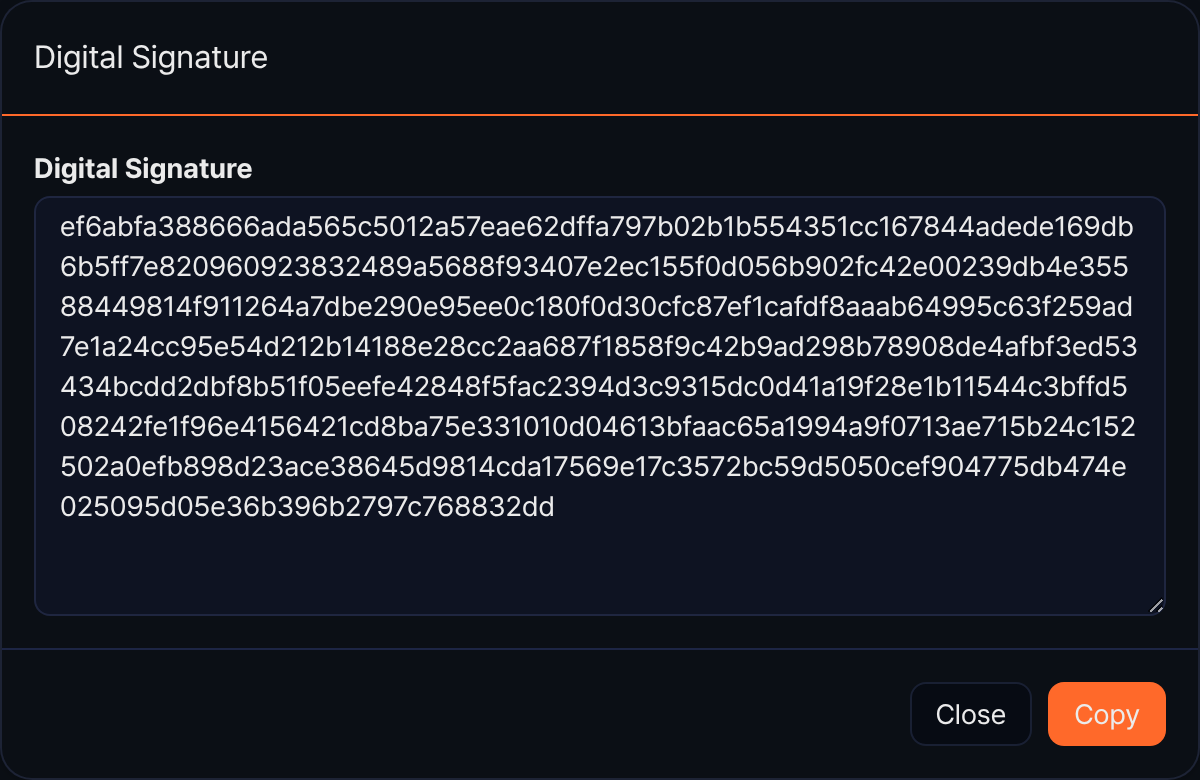 Digital signature dialog