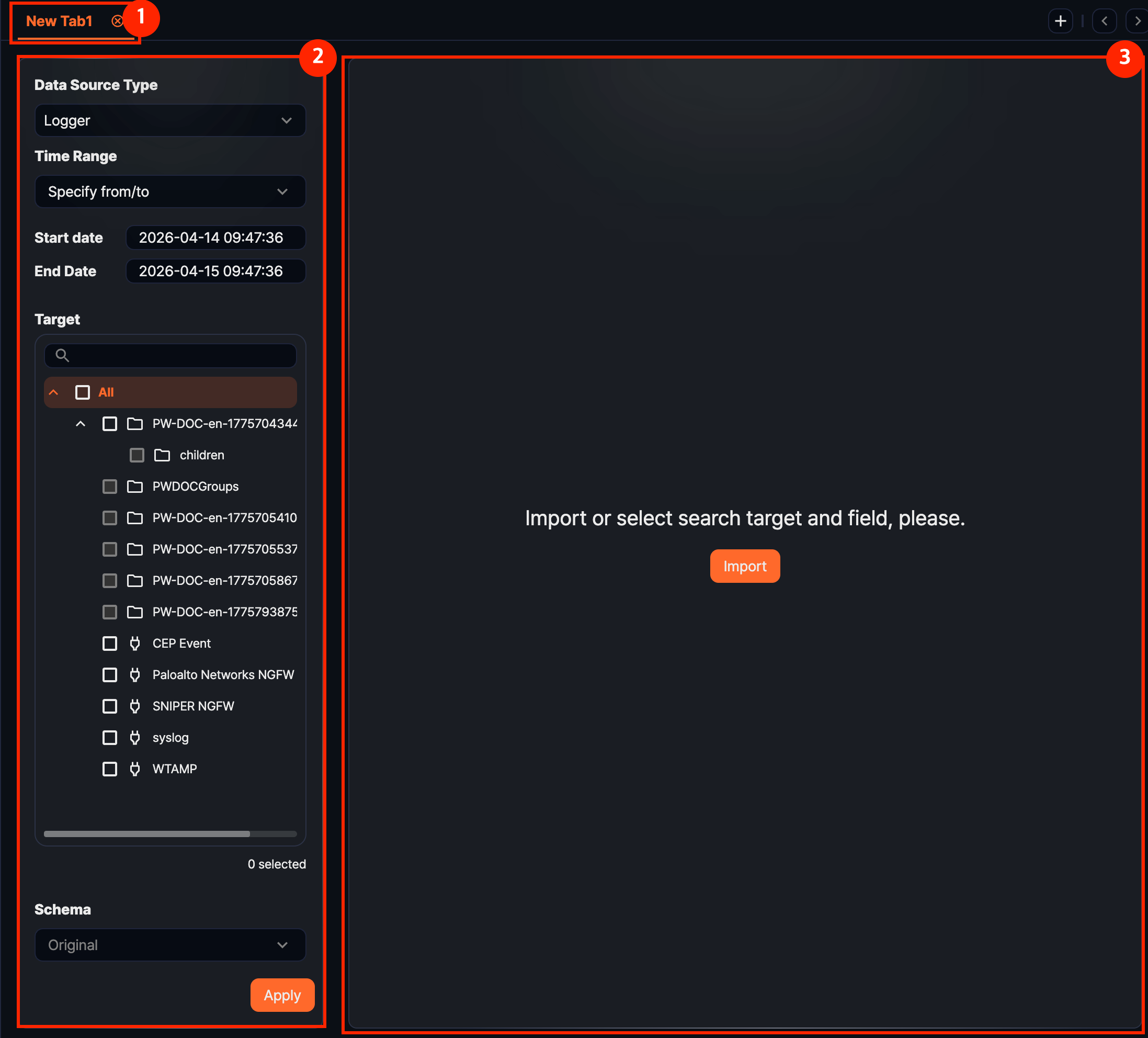 Initial pivot screen
