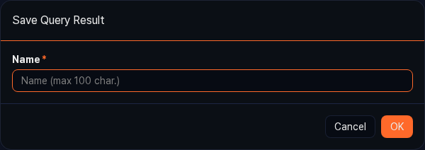 Save query result dialog