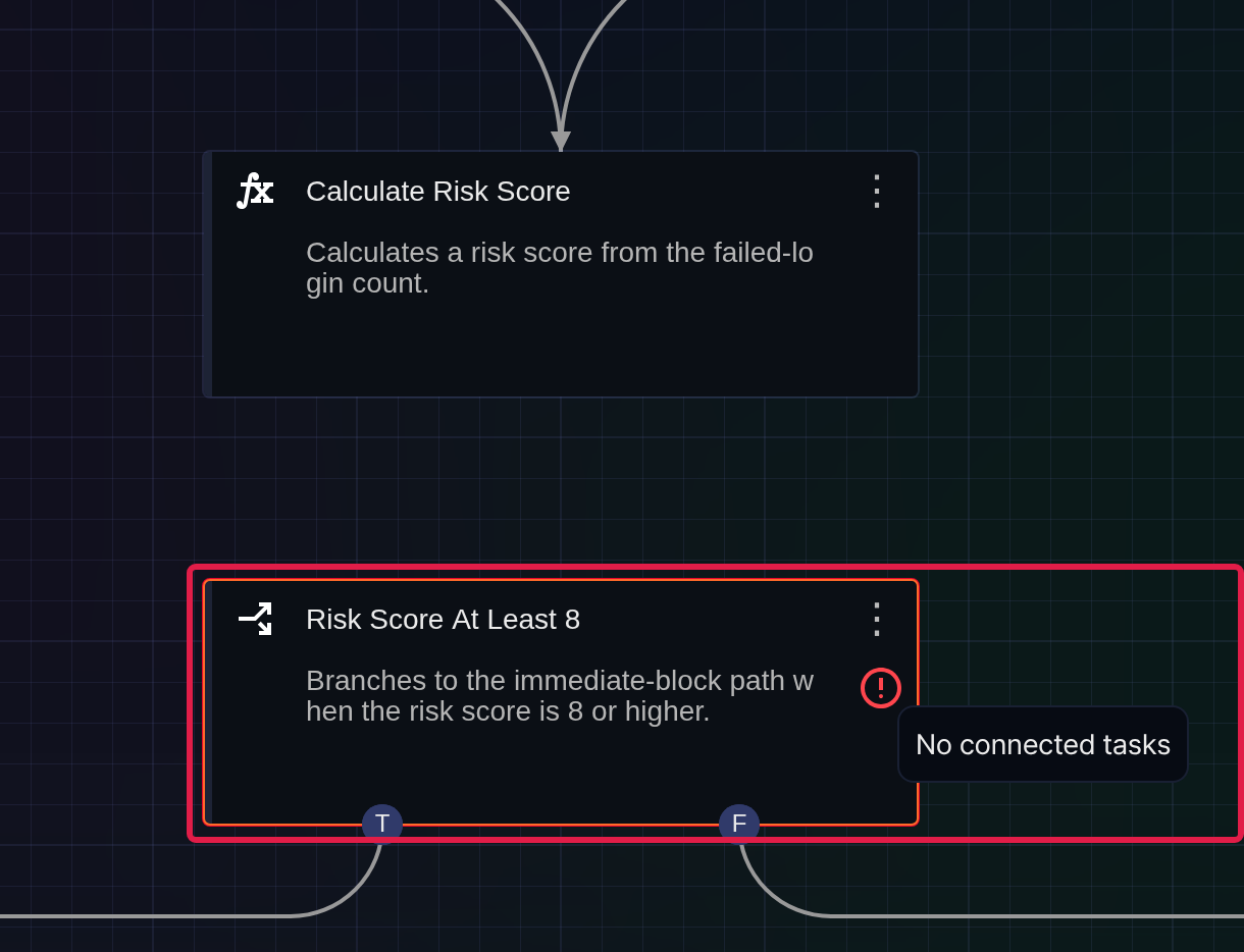 Warning indicator - task with no connections