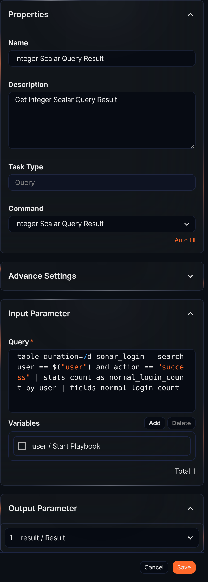 Integer scalar query result