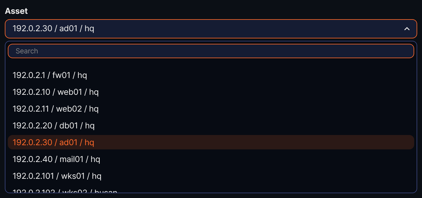 Specify the asset on a logger