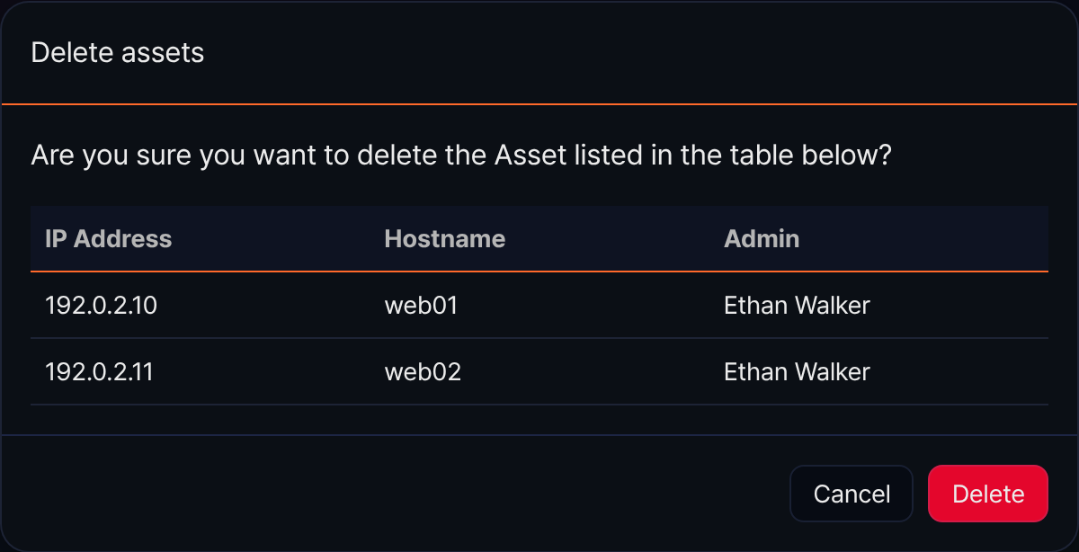 Delete assets