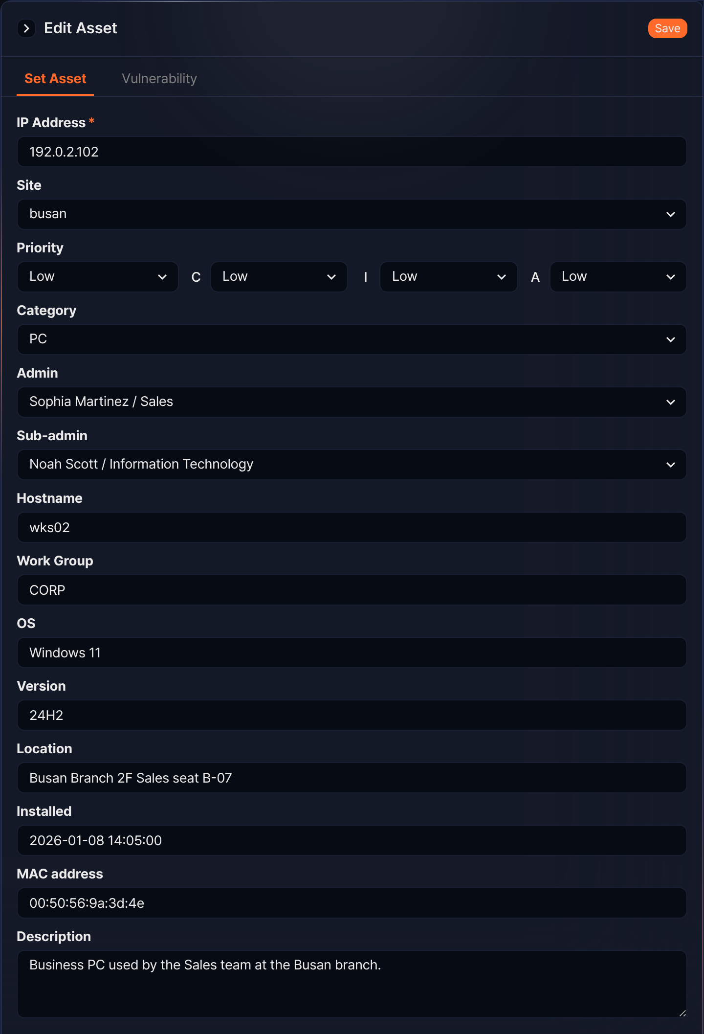 Edit an asset