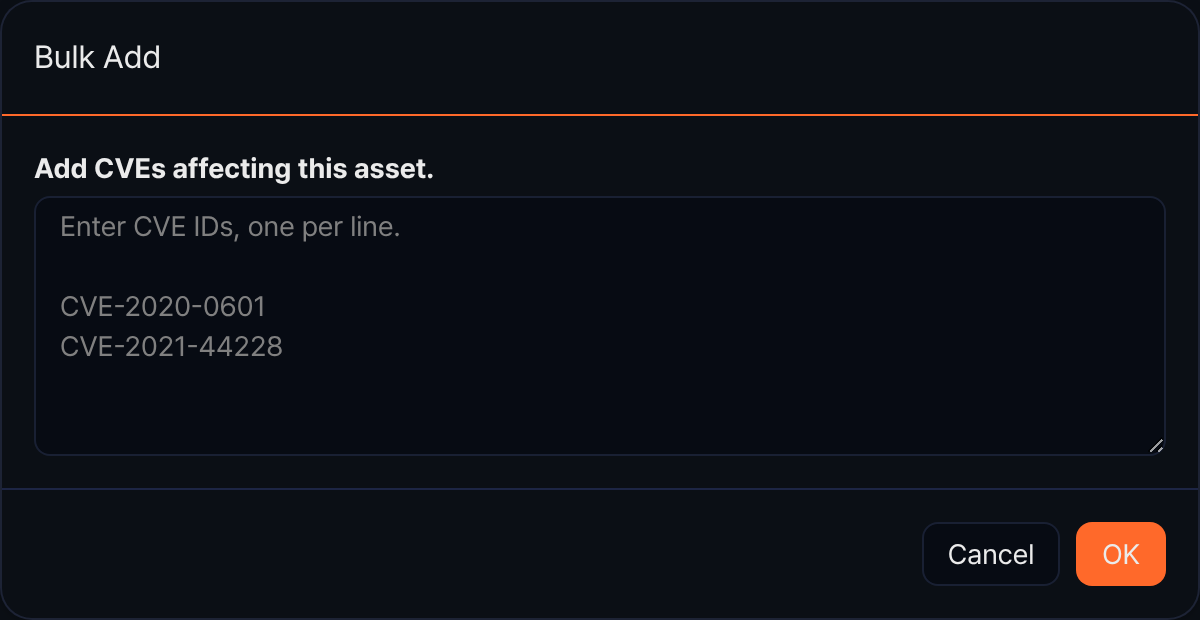 Bulk add vulnerabilities