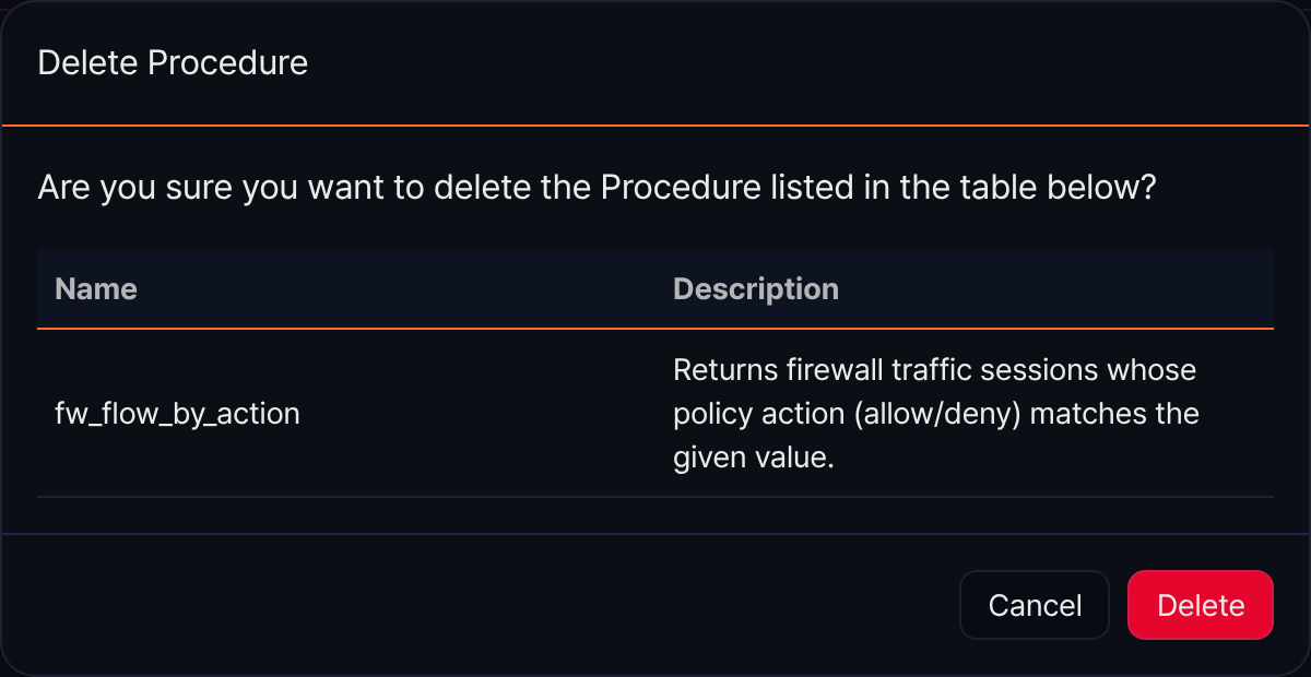 Delete procedure