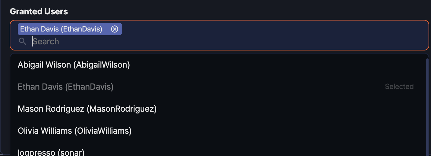 User sharing example