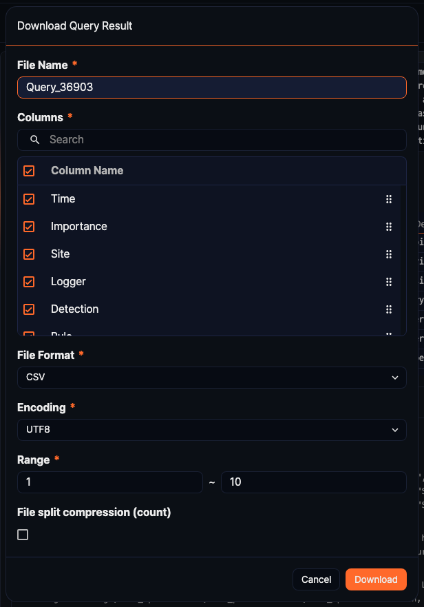 Download query result