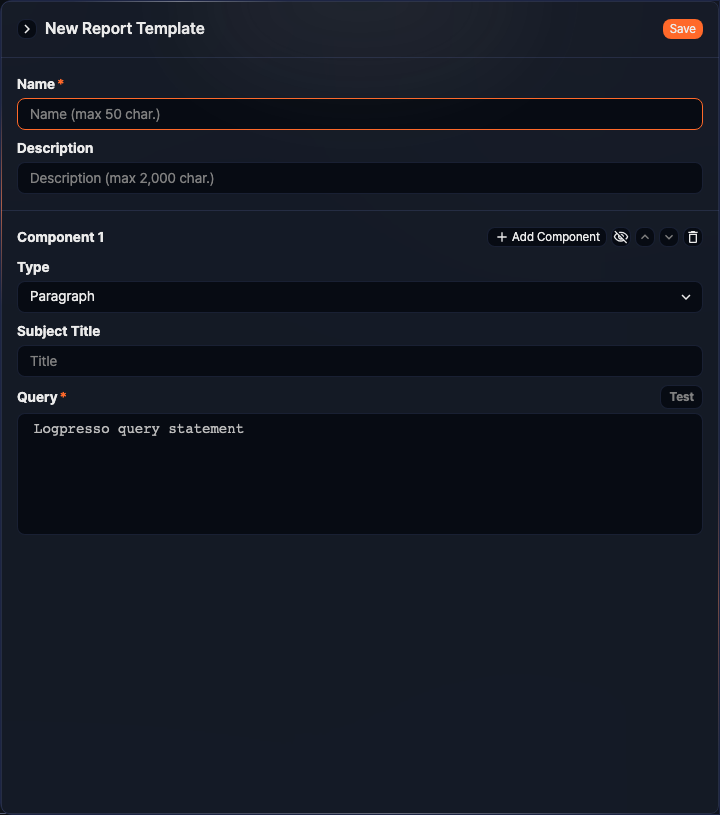 Report template - Basic settings