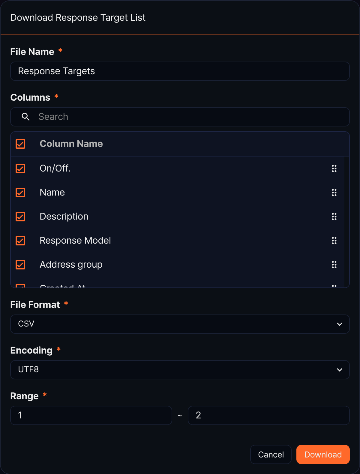 Download Response Target List