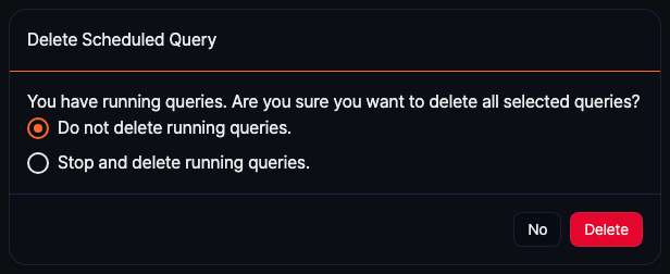 Delete running scheduled queries