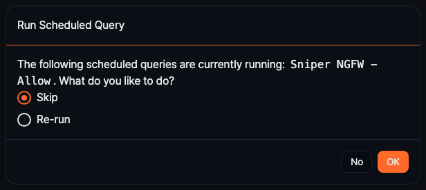 Run policy for running scheduled queries