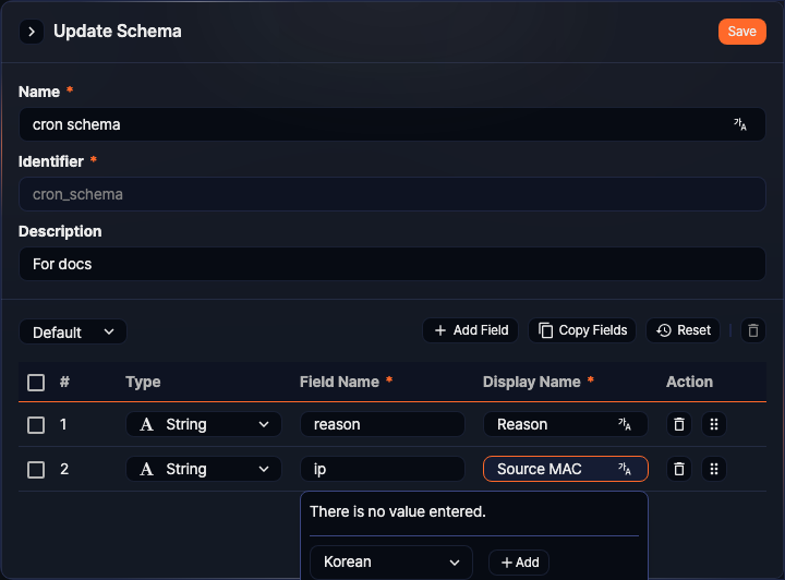 Multilanguage settings for specific field