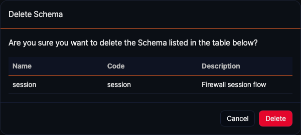Delete Schema - dialog box