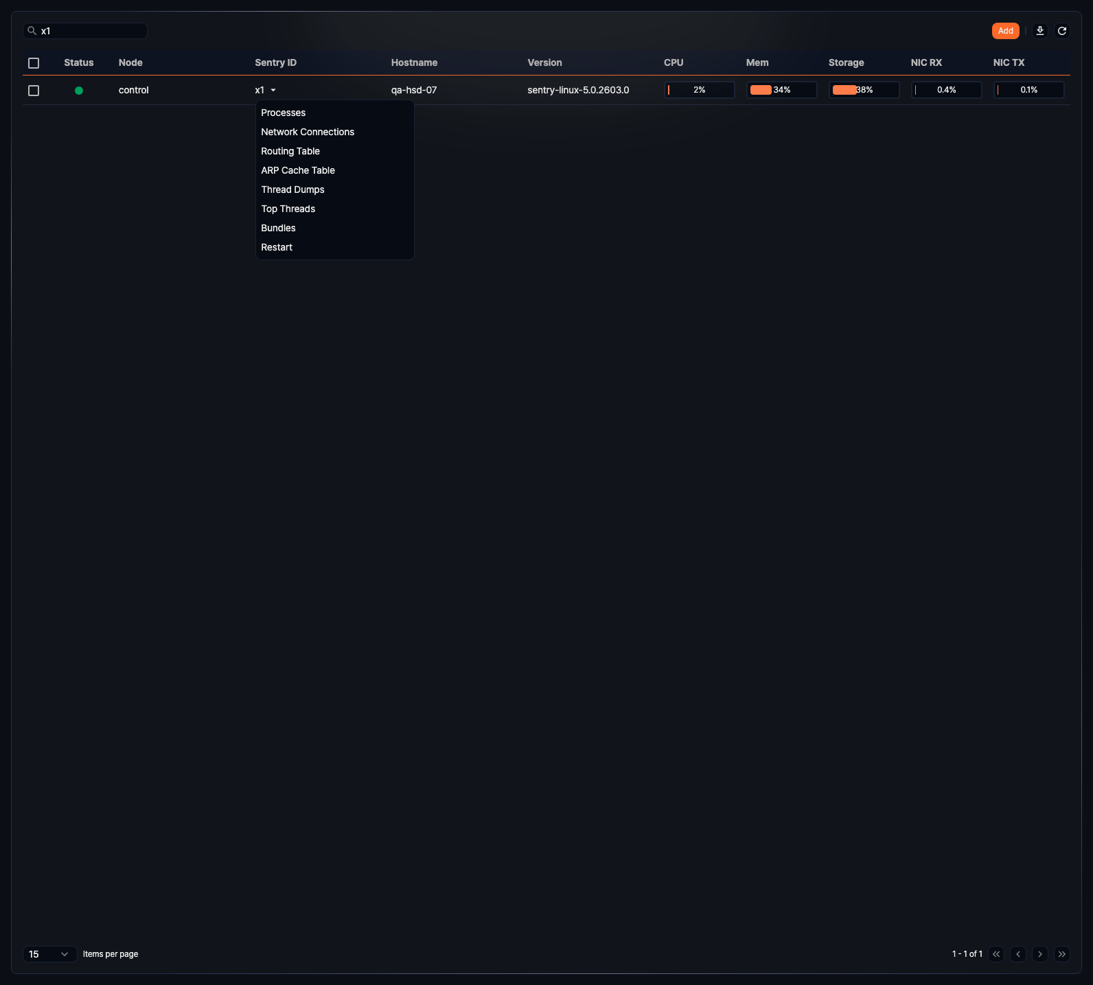 Remote sentry menu