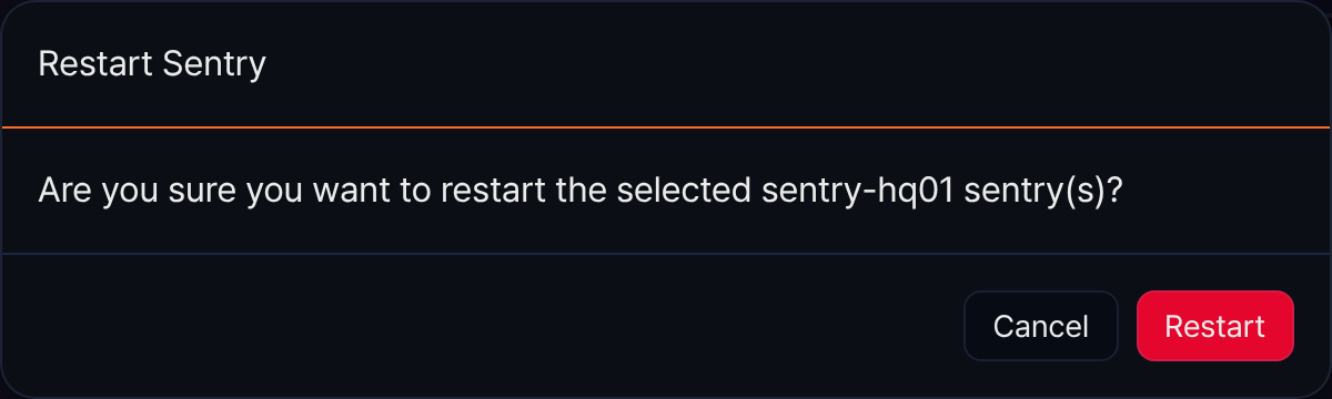 Restart Sentry confirmation