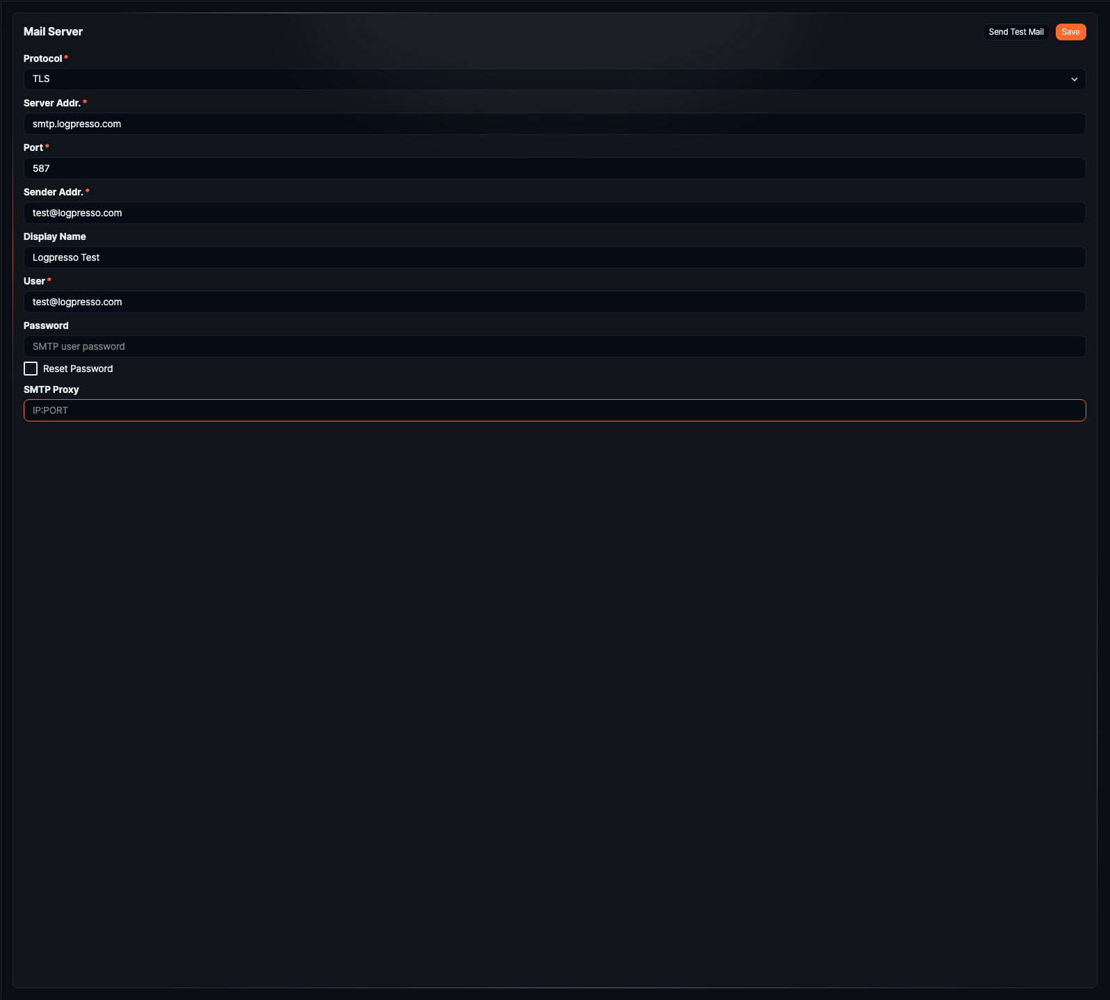 Mail Server Settings