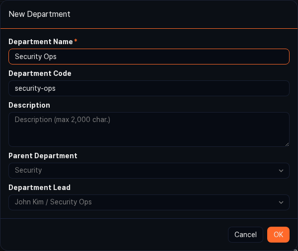 Auditee configuration example — department head settings