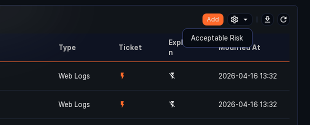 Stream rule acceptable risk menu