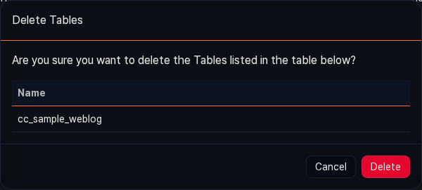 Delete table