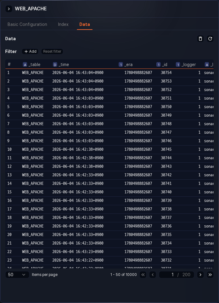 View table properties - Data