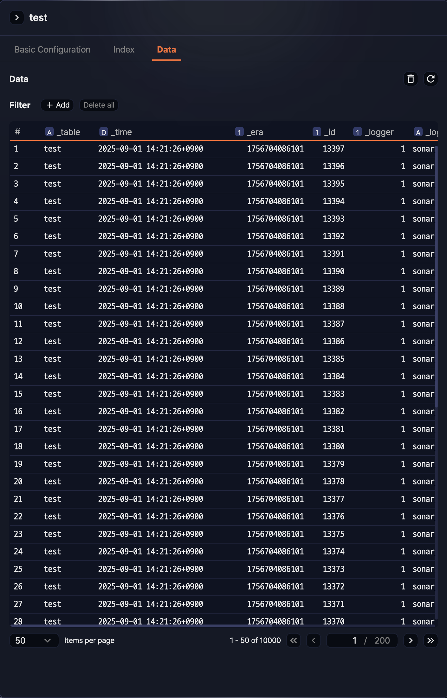 View Table Properties - Data