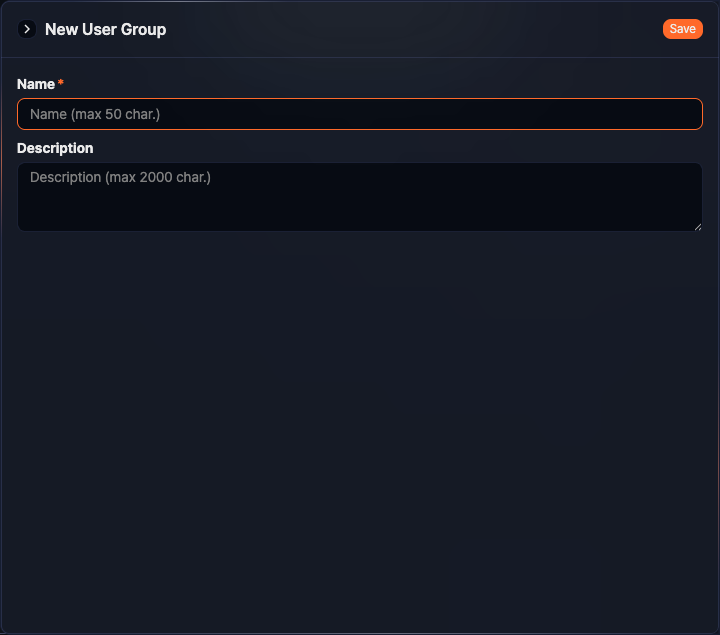 New User Group panel