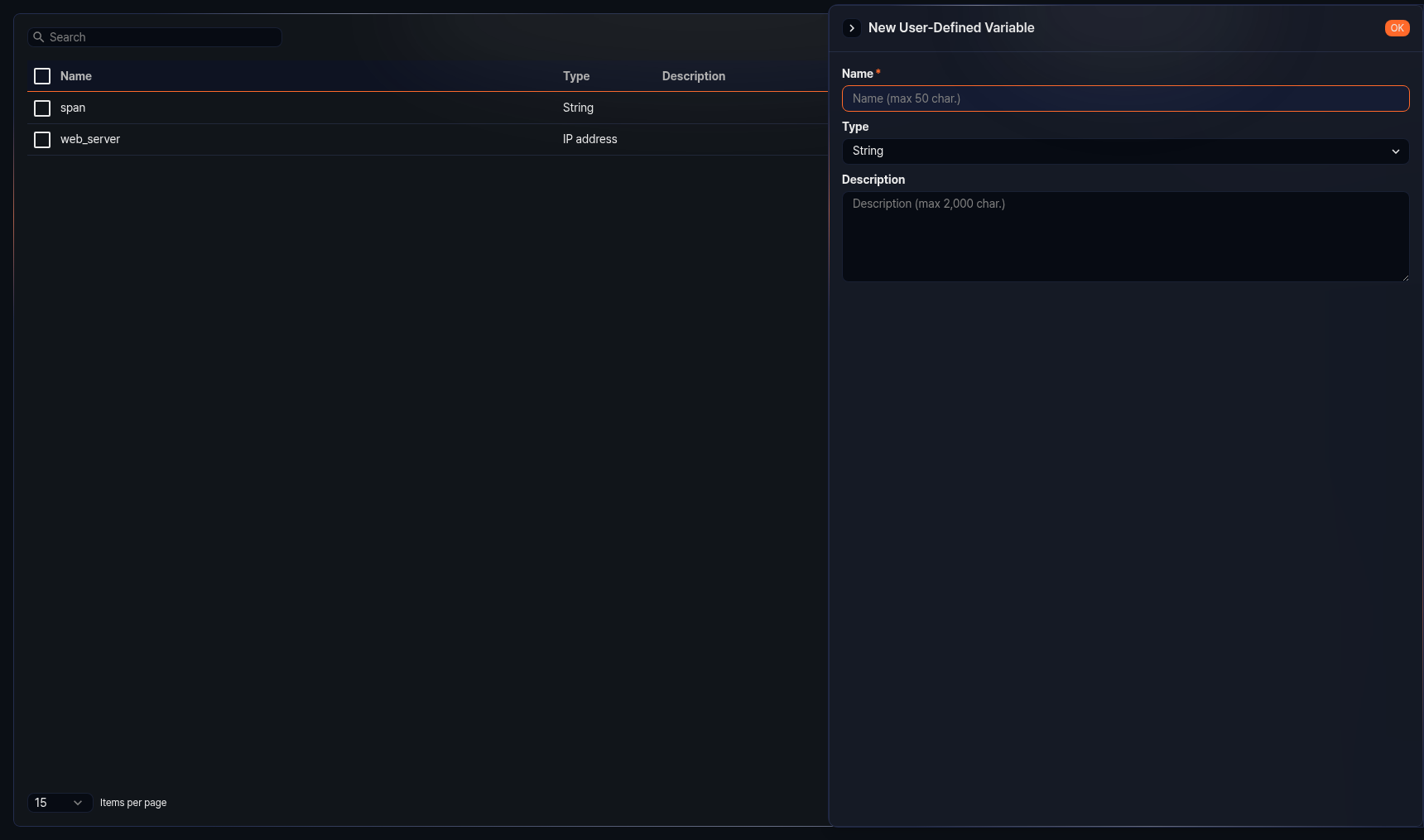 Add user-defined variable