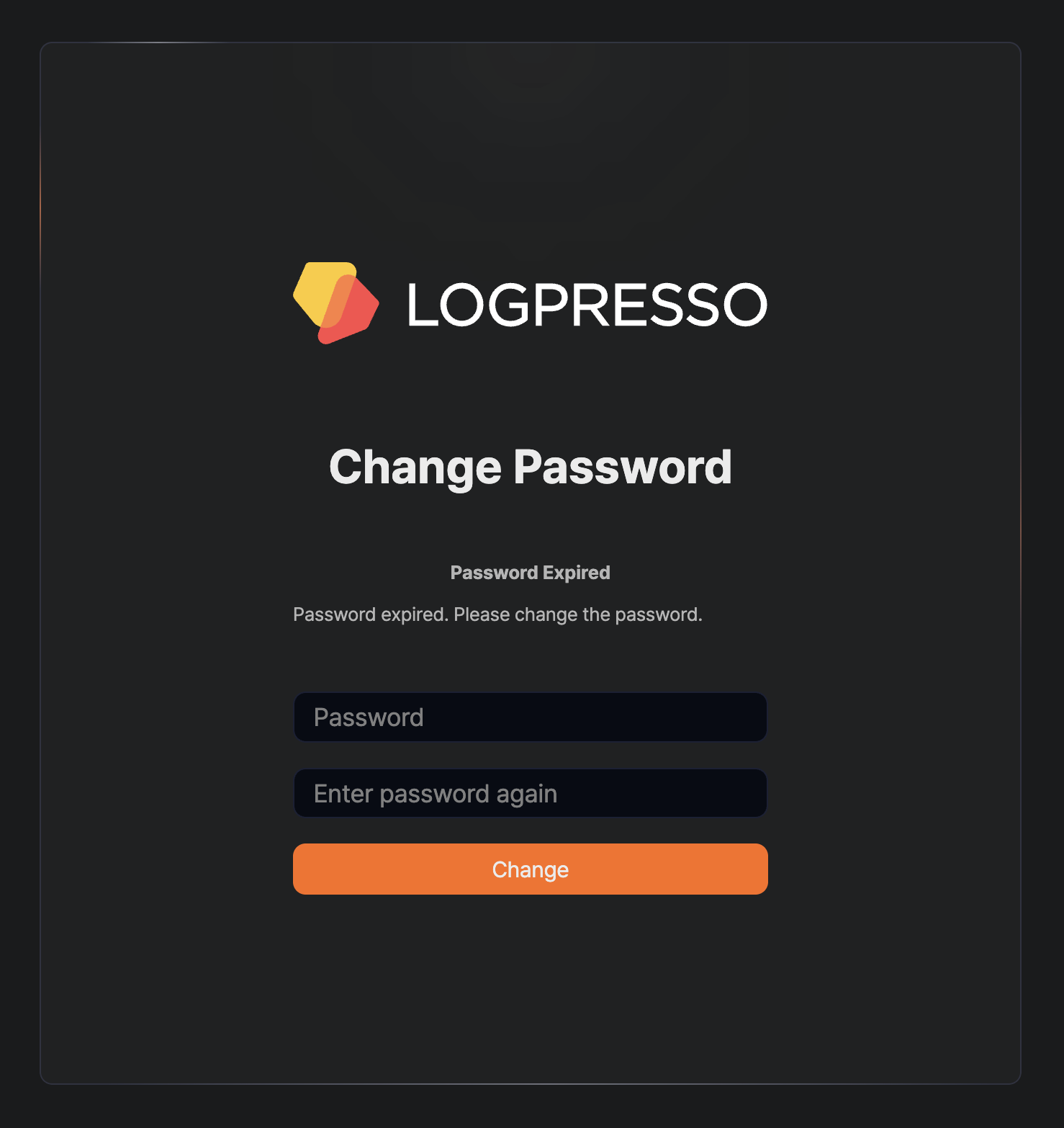 Password change popup when password is expired