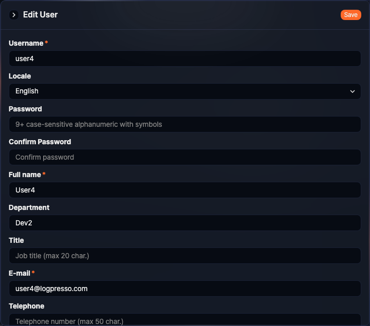Edit user - Login failure status