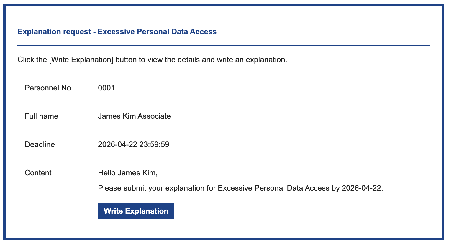Explanation request email