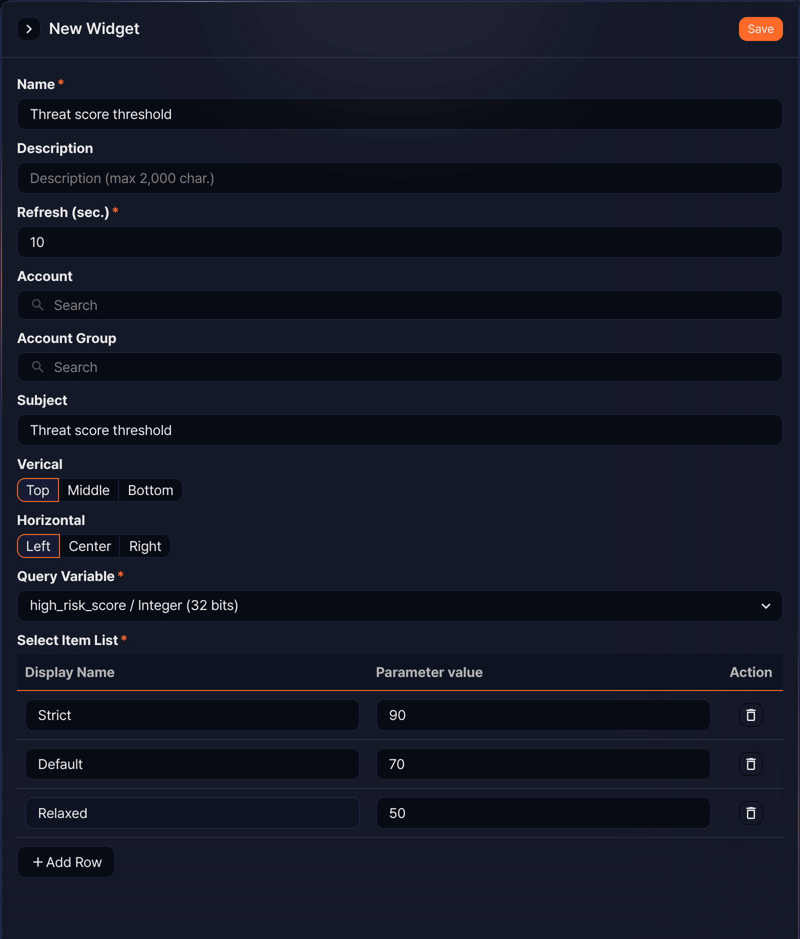 Add list input control