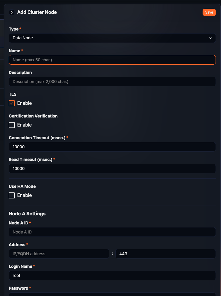 Add Node - General Settings